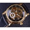 Forsining Hollow Engraving Skeleton Casual Designer Black Golden Case Gear Bezel Watches Men Luxury Brand Automatic Watches
